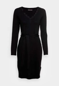 Anna Field Lace Insert V Neckline Loose Dress - Gebreide Jurk - Black -Anna Field 04d5fa9dd39844bfa488fdbc592f58c5