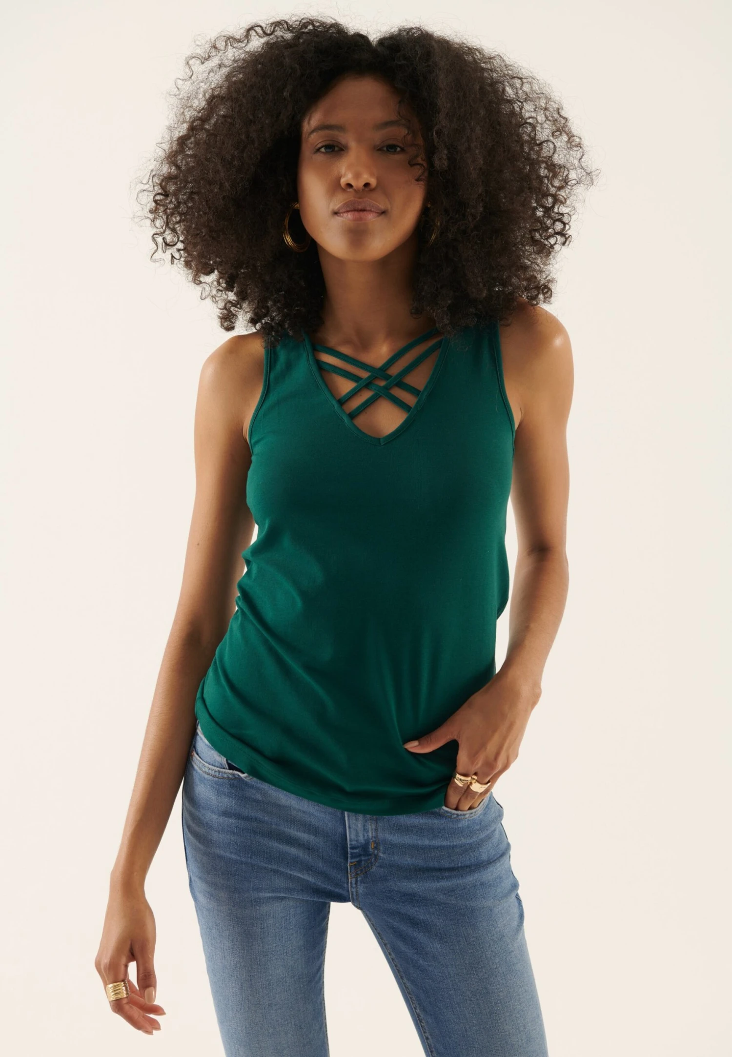 Anna Field 2-Pack - Top - Black/Dark Green 4 Anna Field 2-Pack - Top - Black/Dark Green - Afbeelding 2