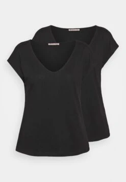 Anna Field Basic V Neck Drop Shoulder 2 Pack- T-Shirt Basic - Black