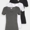 Anna Field 3 Pack - T-Shirt Basic - Black, White -Anna Field d8673abc075746a285714e911a623aef
